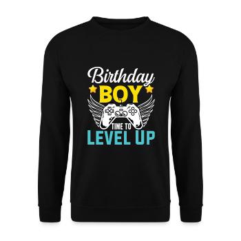 Birthday Boy Il est temps de monter de niveau En ce qui concerne l’anniversaire du jeu vidéo - Sweat-shirt Unisexe - noir - Devant - Alina (178cm) & Michal (187cm)