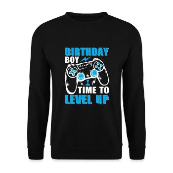 Geburtstagskind Zeit, um Videospiel Geburtstag zu verbessern - Unisex Pullover - Schwarz - Vorne - Alina (178cm) & Michal (187cm)