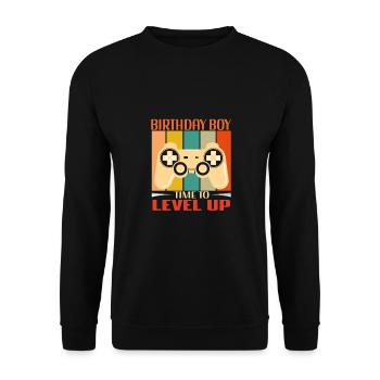 Birthday Boy Il est temps de monter de niveau En ce qui concerne l’anniversaire du jeu vidéo - Sweat-shirt Unisexe - noir - Devant - Alina (178cm) & Michal (187cm)