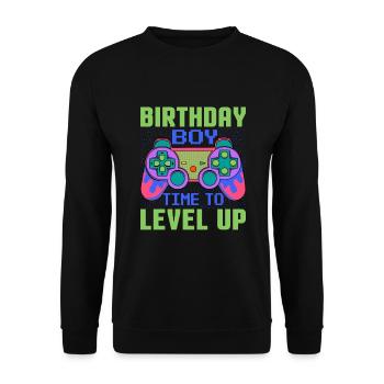 Geburtstagskind Zeit, um Videospiel Geburtstag zu verbessern - Unisex Pullover - Schwarz - Vorne - Alina (178cm) & Michal (187cm)