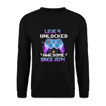 Niveau 9 Débloqué Génial depuis 2014 Joueur drôle - Sweat-shirt Unisexe - noir - Devant - Alina (178cm) & Michal (187cm)