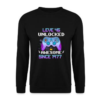Level 46 Unlocked Awesome Since 1977 Funny Gamer - Unisex Sweatshirt - black - Front - Alina (178cm) & Michal (187cm)