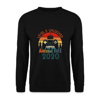 Niveau 3 Débloqué Génial depuis 2020 Funny Gamer - Sweat-shirt Unisexe - noir - Devant - Alina (178cm) & Michal (187cm)
