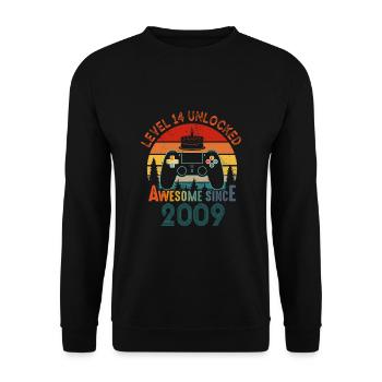 Level 14 Unlocked Awesome Since 2009 Funny Gamer - Unisex Sweatshirt - black - Front - Alina (178cm) & Michal (187cm)