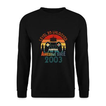Level 20 Freigeschaltet Awesome seit 2003 Funny Gamer - Unisex Pullover - Schwarz - Vorne - Alina (178cm) & Michal (187cm)