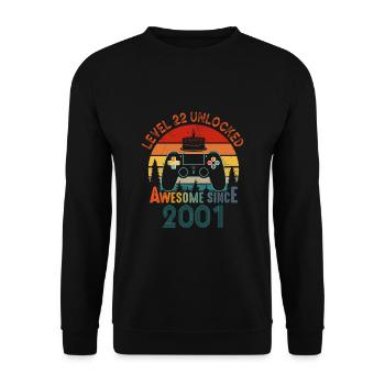Level 22 Freigeschaltet Awesome seit 2001 Funny Gamer - Unisex Pullover - Schwarz - Vorne - Alina (178cm) & Michal (187cm)