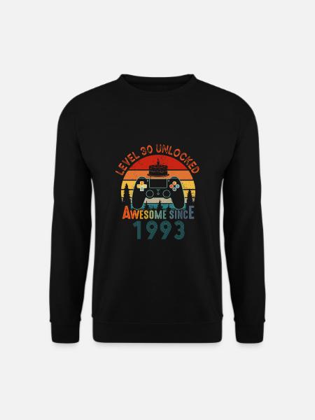 Level 30 Unlocked Awesome Since 1993 Funny Gamer - Unisex Sweatshirt - black