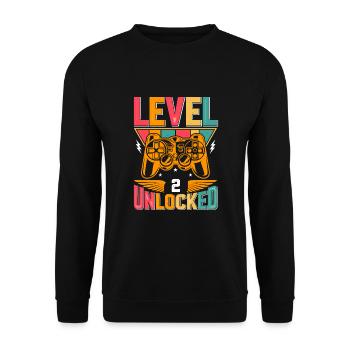 Level 2 Unlocked Awesome Since 2021 Funny Gamer - Unisex Sweatshirt - black - Front - Alina (178cm) & Michal (187cm)