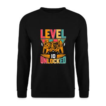 Niveau 10 Débloqué Génial depuis 2013 Funny Gamer - Sweat-shirt Unisexe - noir - Devant - Alina (178cm) & Michal (187cm)