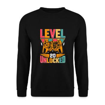 Level 20 Freigeschaltet Awesome seit 2003 Funny Gamer - Unisex Pullover - Schwarz - Vorne - Alina (178cm) & Michal (187cm)