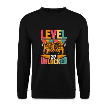 Level 37 Unlocked Awesome Since 1986 Funny Gamer - Unisex Sweatshirt - black - Front - Alina (178cm) & Michal (187cm)