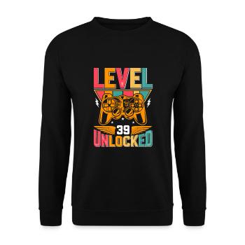Level 39 Unlocked Awesome Since 1984 Funny Gamer - Unisex Sweatshirt - black - Front - Alina (178cm) & Michal (187cm)