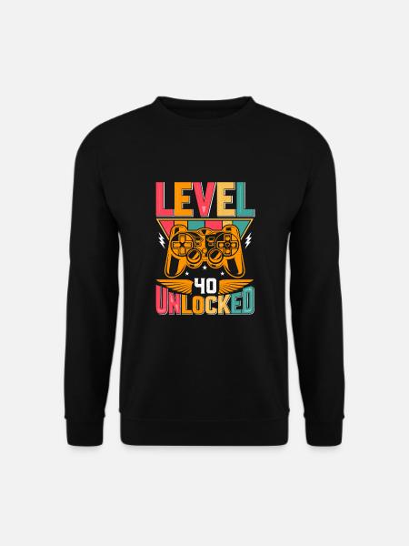 Level 40 Freigeschaltet Awesome seit 1983 Funny Gamer - Unisex Pullover - Schwarz