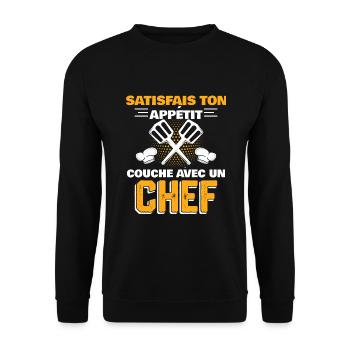 couche avec un chef - Sweat-shirt Unisexe - noir - Devant - Alina (178cm) & Michal (187cm)