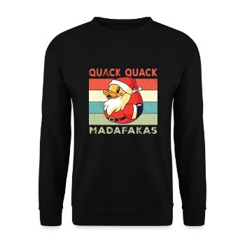 Lustige Ente Sprüche Gummiente Quack Quack Enten - Unisex Pullover - Schwarz - Vorne - Alina (178cm) & Michal (187cm)