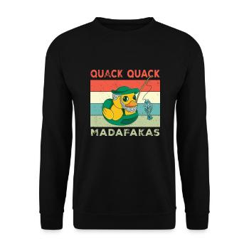 Lustige Ente Sprüche Gummiente Quack Quack Enten - Unisex Pullover - Schwarz - Vorne - Alina (178cm) & Michal (187cm)