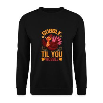 Gobble Til You Wobble Shirt Baby Outfit Toddler - Sweat-shirt Unisexe - noir - Devant - Alina (178cm) & Michal (187cm)