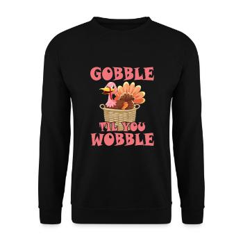 Gobble Til You Wobble Shirt Baby Outfit Toddler - Sweat-shirt Unisexe - noir - Devant - Alina (178cm) & Michal (187cm)