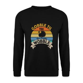 Gobble Til You Wobble Shirt Baby Outfit Toddler - Sweat-shirt Unisexe - noir - Devant - Alina (178cm) & Michal (187cm)