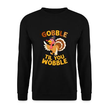 Gobble Til You Wobble Shirt Baby Outfit Toddler - Sweat-shirt Unisexe - noir - Devant - Alina (178cm) & Michal (187cm)