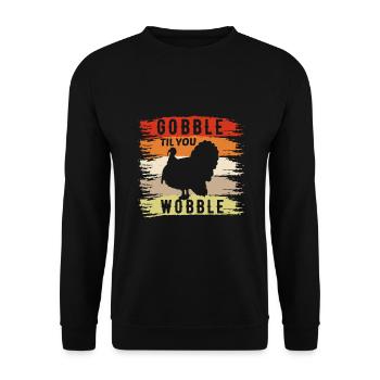 Gobble Til You Wobble Shirt Baby Outfit Toddler - Sweat-shirt Unisexe - noir - Devant - Alina (178cm) & Michal (187cm)