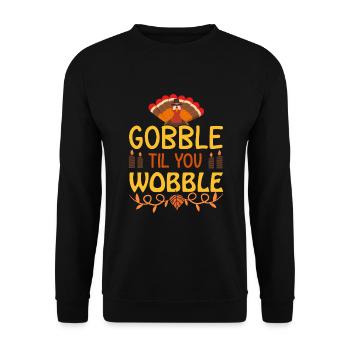Gobble Til You Wobble Shirt Baby Outfit Toddler - Unisex Sweatshirt - black - Front - Alina (178cm) & Michal (187cm)