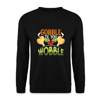 Gobble Til You Wobble Shirt Baby Outfit Toddler - Sweat-shirt Unisexe - noir - Devant - Alina (178cm) & Michal (187cm)
