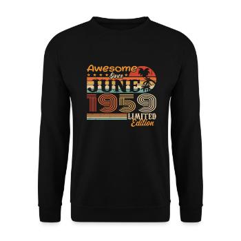 June 1959 Retro Vintage Juni 1959 birthday - Unisex Pullover - Schwarz - Vorne - Alina (178cm) & Michal (187cm)
