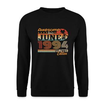 Juin 1994 Retro Vintage Juni 1994 anniversaire - Sweat-shirt Unisexe - noir - Devant - Alina (178cm) & Michal (187cm)