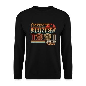 Juin 1991 Retro Vintage Juni 1991 anniversaire - Sweat-shirt Unisexe - noir - Devant - Alina (178cm) & Michal (187cm)