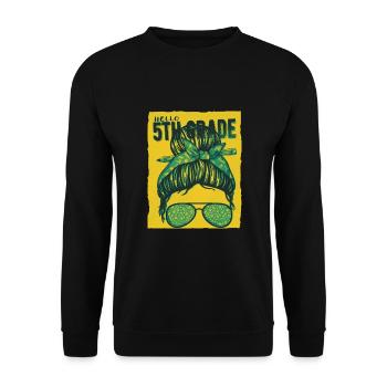 Hallo 5. Klasse Unordentliche Brötchen Mädchen Süßes Herz Zurück - Unisex Pullover - Schwarz - Vorne - Alina (178cm) & Michal (187cm)