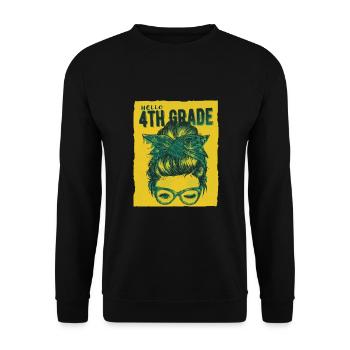 Hello 4th Grade Messy Bun Girls Cute Heart Back - Unisex Sweatshirt - black - Front - Alina (178cm) & Michal (187cm)