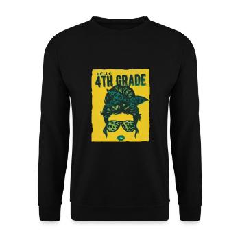 Hello 4th Grade Messy Bun Girls Cute Heart Back - Unisex Sweatshirt - black - Front - Alina (178cm) & Michal (187cm)
