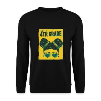 Hello 4th Grade Messy Bun Girls Cute Heart Back - Unisex Sweatshirt - black - Front - Alina (178cm) & Michal (187cm)