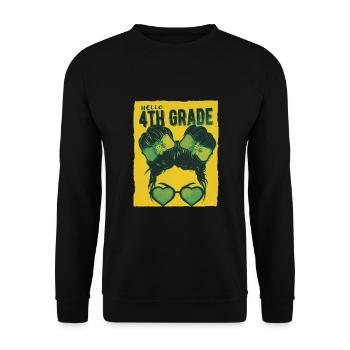Hello 4th Grade Messy Bun Girls Cute Heart Back - Unisex Sweatshirt - black - Front - Alina (178cm) & Michal (187cm)