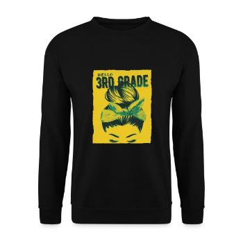 Hello 3rd Grade Messy Bun Girls Cute Heart Back - Unisex Sweatshirt - black - Front - Alina (178cm) & Michal (187cm)