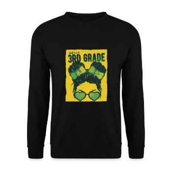 Hello 3rd Grade Messy Bun Girls Cute Heart Back - Unisex Sweatshirt - black - Front - Alina (178cm) & Michal (187cm)
