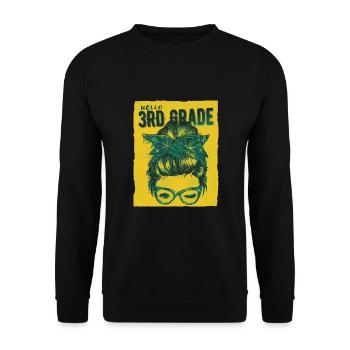 Hello 3rd Grade Messy Bun Girls Cute Heart Back - Unisex Sweatshirt - black - Front - Alina (178cm) & Michal (187cm)