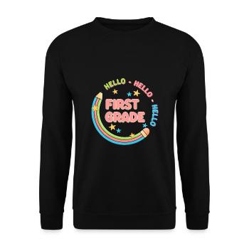 Hello 1st Grade Back To School First Day - Unisex Sweatshirt - black - Front - Alina (178cm) & Michal (187cm)