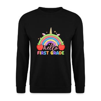 Hello 1st Grade Back To School First Day - Unisex Sweatshirt - black - Front - Alina (178cm) & Michal (187cm)