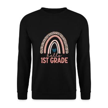Hello 1st Grade Back To School First Day - Unisex Sweatshirt - black - Front - Alina (178cm) & Michal (187cm)