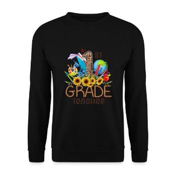 Hello 1st Grade Back To School First Day - Unisex Sweatshirt - black - Front - Alina (178cm) & Michal (187cm)