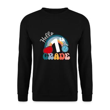 Hello 1st Grade Back To School First Day - Unisex Sweatshirt - black - Front - Alina (178cm) & Michal (187cm)
