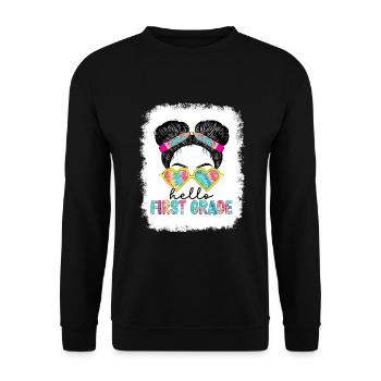 Hello 1st Grade Back To School First Day - Unisex Sweatshirt - black - Front - Alina (178cm) & Michal (187cm)