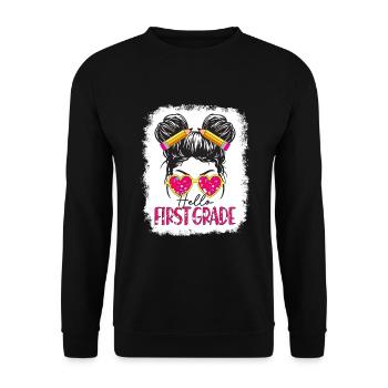 Hello 1st Grade Back To School First Day - Unisex Sweatshirt - black - Front - Alina (178cm) & Michal (187cm)