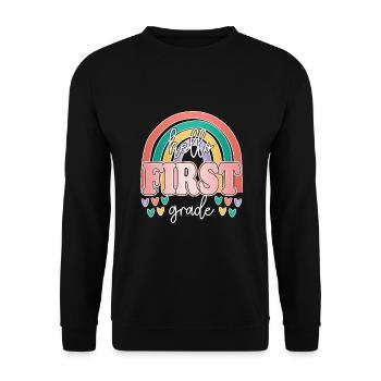 Hello 1st Grade Back To School First Day - Unisex Sweatshirt - black - Front - Alina (178cm) & Michal (187cm)