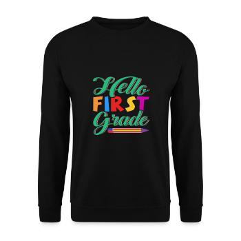 Bonjour 1ère année de rentrée scolaire Premier jour - Sweat-shirt Unisexe - noir - Devant - Alina (178cm) & Michal (187cm)