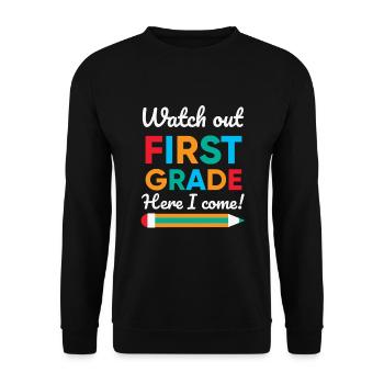 Hello 1st Grade Back To School First Day - Unisex Sweatshirt - black - Front - Alina (178cm) & Michal (187cm)