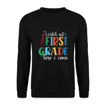 Hello 1st Grade Back To School First Day - Unisex Sweatshirt - black - Front - Alina (178cm) & Michal (187cm)