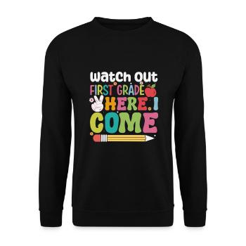 Hello 1st Grade Back To School First Day - Unisex Sweatshirt - black - Front - Alina (178cm) & Michal (187cm)